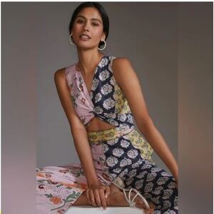 Illani Anthropologie Jumpsuit with pockets, size XL NWT black motif